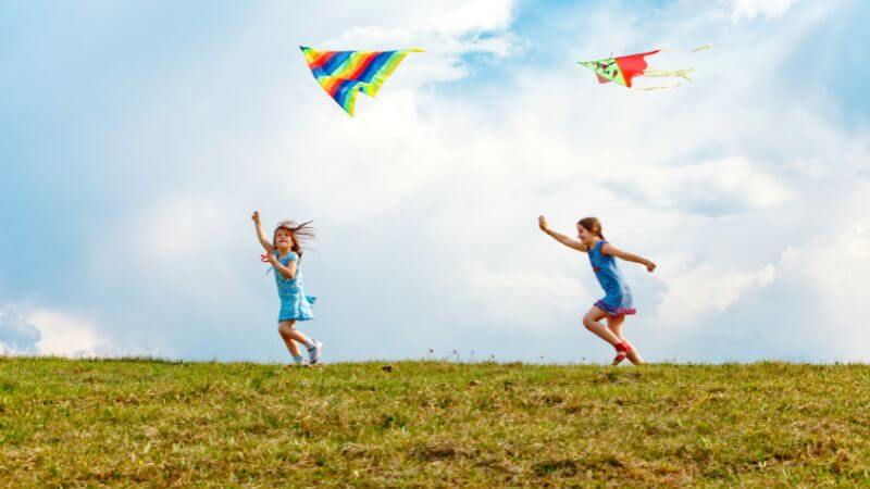 Kids flying kites